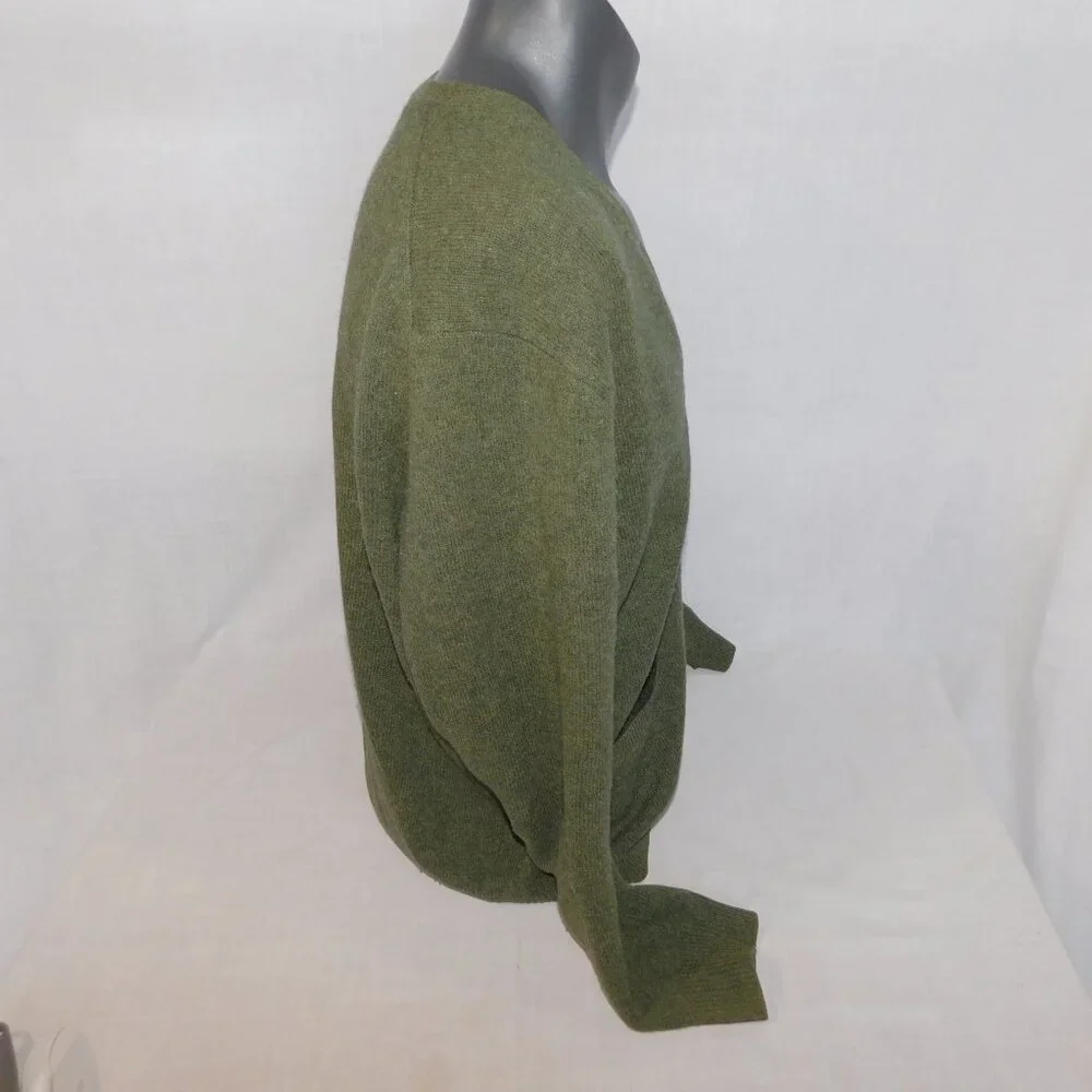 Grant Thomas Mens XL Green V neck 100% Wool Cardigan Grandpa Sweater - Picture 8 of 12